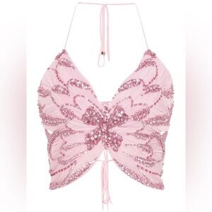 Blumarine Sequin-Embellished Butterfly Top | Size IT 42